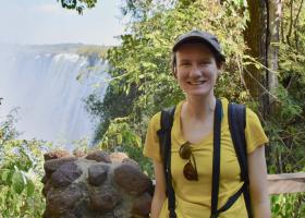 Steph Szarmach in Zambia at Mosi-oa-Tunya National Park (Victoria Falls) during her "Zambassadors" field studies course through NMU