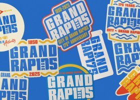 Different versions of Mohr's Grand Rapids 175th logo (from the OneMohrTime Design Co. website)