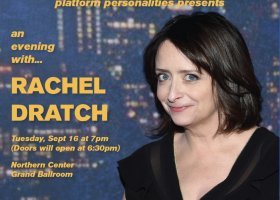 Poster showing Rachel Dratch and event details