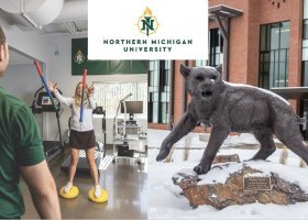Photos of NMU Concussion Clinic and Wildcat statue included in the NMU section of the report.