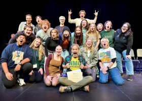 Jimmy Ludwig (front center) with the cast and crew of the festival's Audience Choice Award-winning production, "CTRL+ALT+DELETE"
