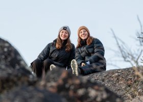 Lindow (left) and Webb in Alaska