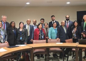 NMU Associate Professor Vikash Kumar (sixth from left) with panelists and ICSD colleagues at the session on "Implementation of the Doha Political Declaration: Strategies for Cross-Sector Collaboration and Integrated Approaches" at the United Nations Office, New York