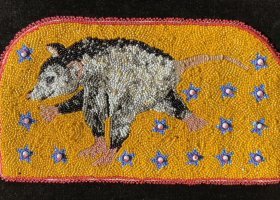 Cynthia Coté, "Opossum Running," appliqué beadwork