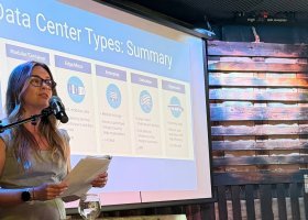 Dr. Lucy Miller presented on data center literacy August 10 at Ore Dock Brewing Co.