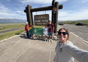 NMU researchers take a photo at Grand Teton National Park