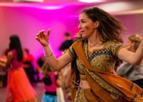 NMU alumna Jane Callander dancing during last year's Diwali celebration.