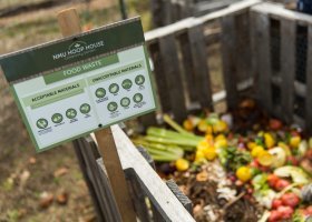 A compost bin for NMU's Hoop House. October is Sustainability month at NMU, and will feaure events and speakers all month long, including work days at the Hoop House.