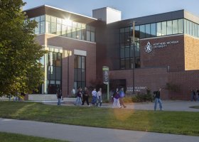 Students walk past Jamrich Hall