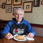 Magnaghi lunching on an iconic pasty at Lawry's in Marquette