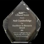 Cumberlidge's Name on the Excellence in Research Award