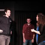 Felsman (left) doing improv with a house team called Brenda at Pointless Brewery & Theatre in Ann Arbor, which is now closed.