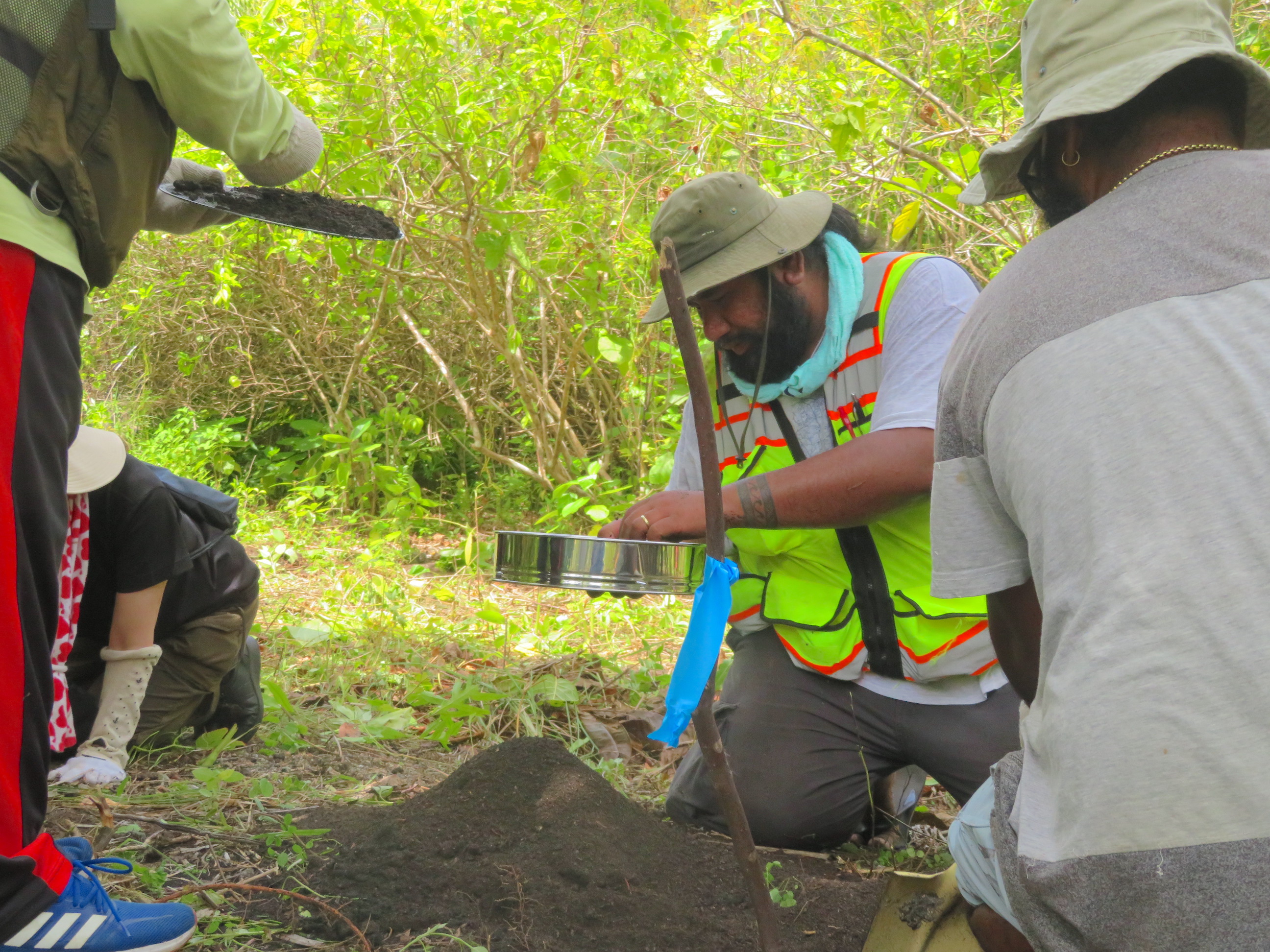 Alik sifting for human remains in Wotje islet, Wotje Atoll July 2023.